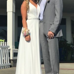 White A-line Formal Prom Dress